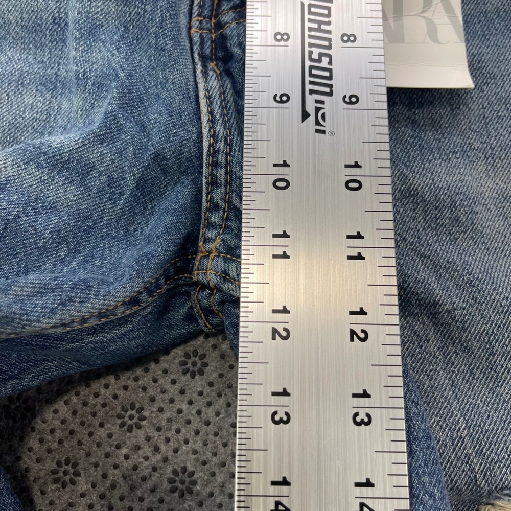 NEW Zara Mid-Rise Full Length Wide Leg Distressed Jeans Blue Size 8 W32xL32 - Picture 11 of 13